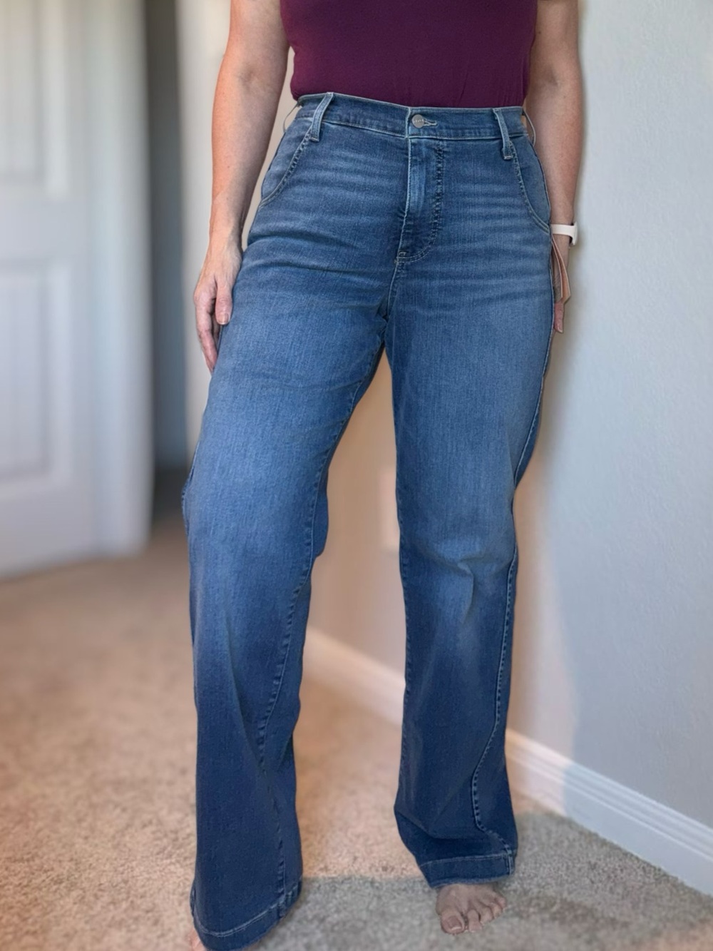 NYDJ High-Rise Straight Leg Jeans in Medium Blue Wash